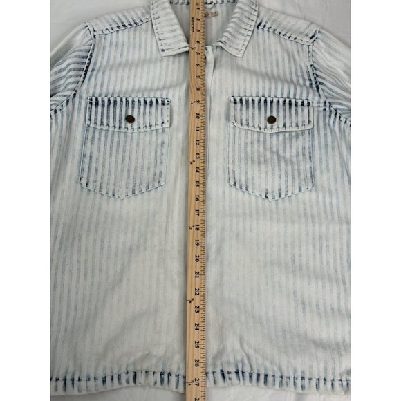 Faherty Topsail Savannah Jacket Women’s Large Indigo Dyed Blue White Full Snap - Picture 12 of 16